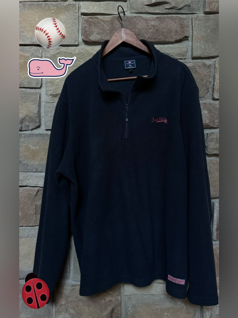 Atlanta Braves Men's Navy Quarter-Zip Fleece Pullover - XXL